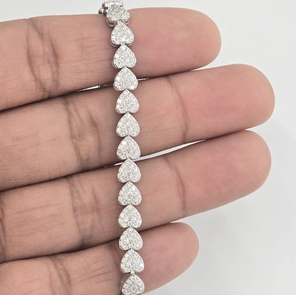 925 Sterling Silver Moissanite Diamond Bracelet 6mm 7 inches